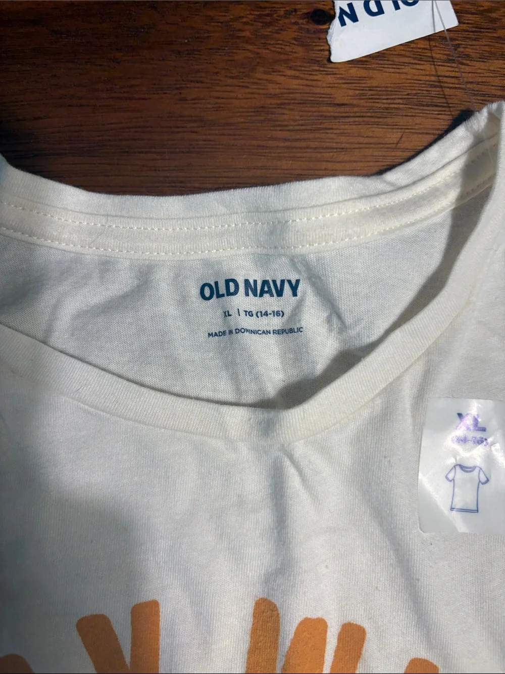 Old Navy Cream Short-Sleeve Tee with Orange 'Stay Wild' Horse Graphic